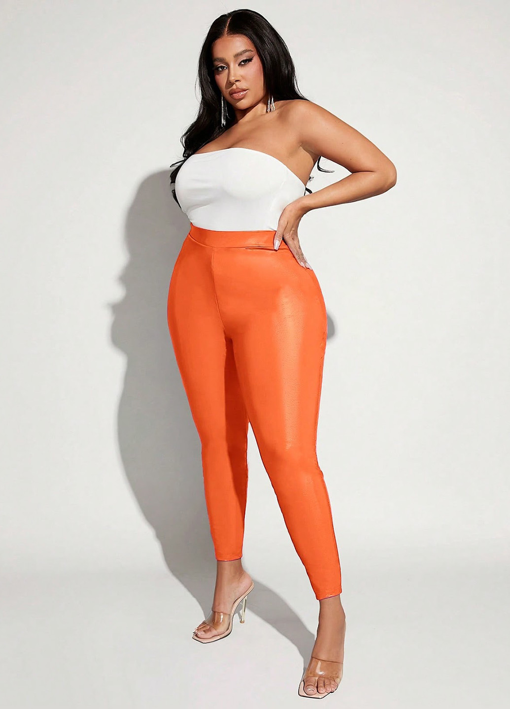 Оранжевые демисезонные леггинсы SHEIN