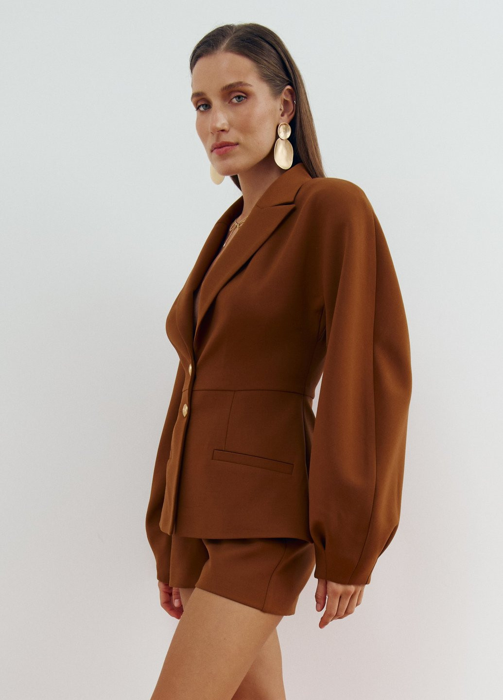 Коричневый женский жакет Gepur однотонный - демисезонный