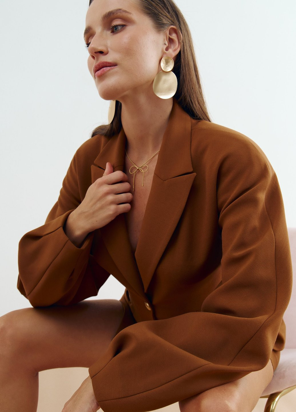 Коричневый женский жакет Gepur однотонный - демисезонный