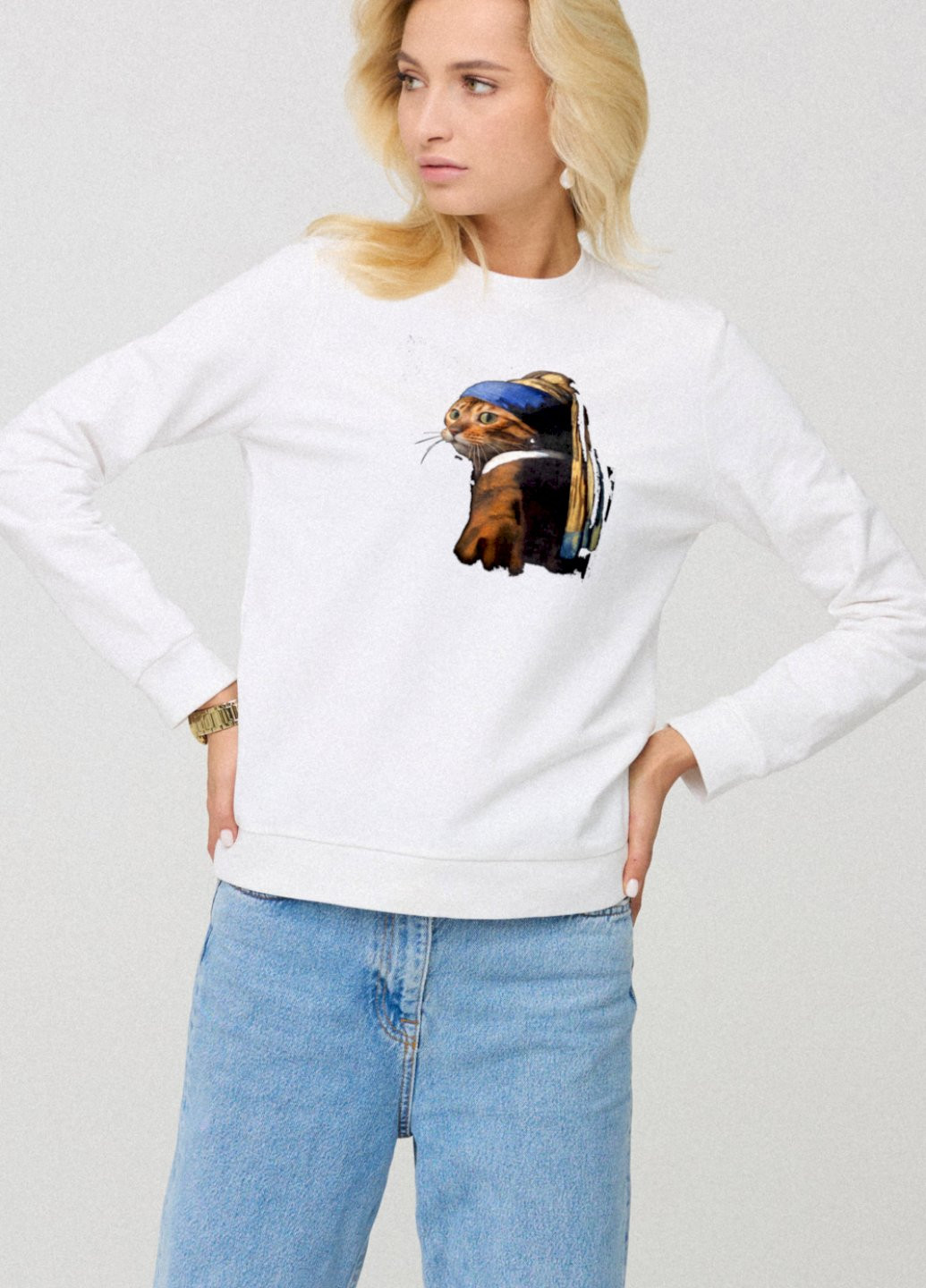 Білий світшот жіночій basic /no flis/ YAPPI (254658684)