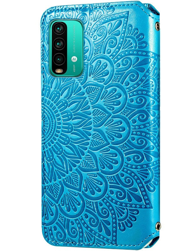 Кожаный чехол книжка Mandala (PU) для Xiaomi Redmi Note 9 4G / Redmi 9 Power / Redmi 9T Синий (is_00000047190_5) Getman (237829224)