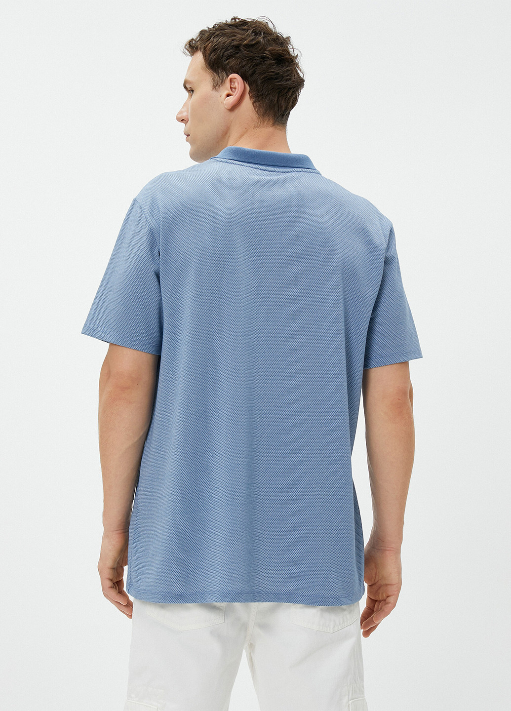Голубой футболка-поло для мужчин KOTON однотонная
