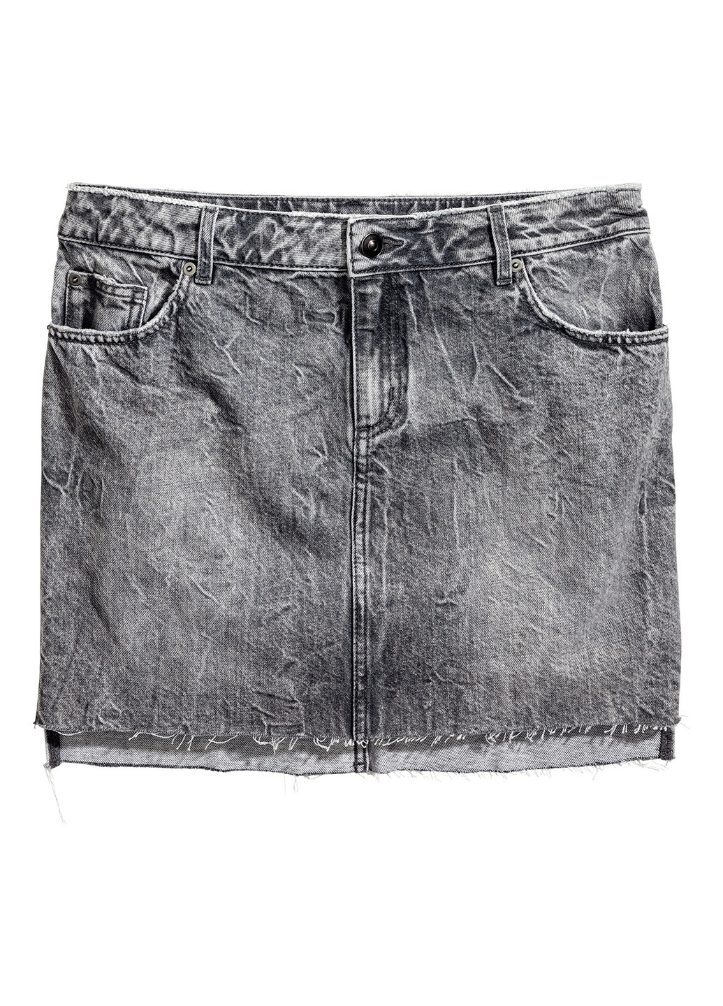 Серая джинсовая однотонная юбка H&M мини