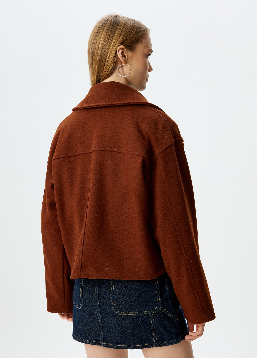 Светло-коричневое Кэжуал полупальто двубортное KOTON однотонное