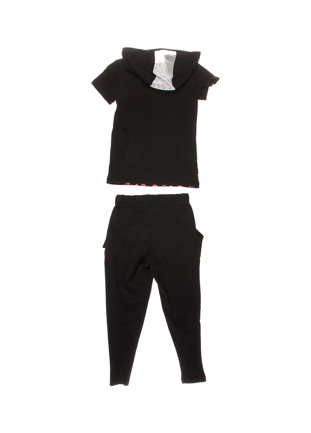 Черный демисезонный костюм (футболка, брюки) с коротким рукавом Marions