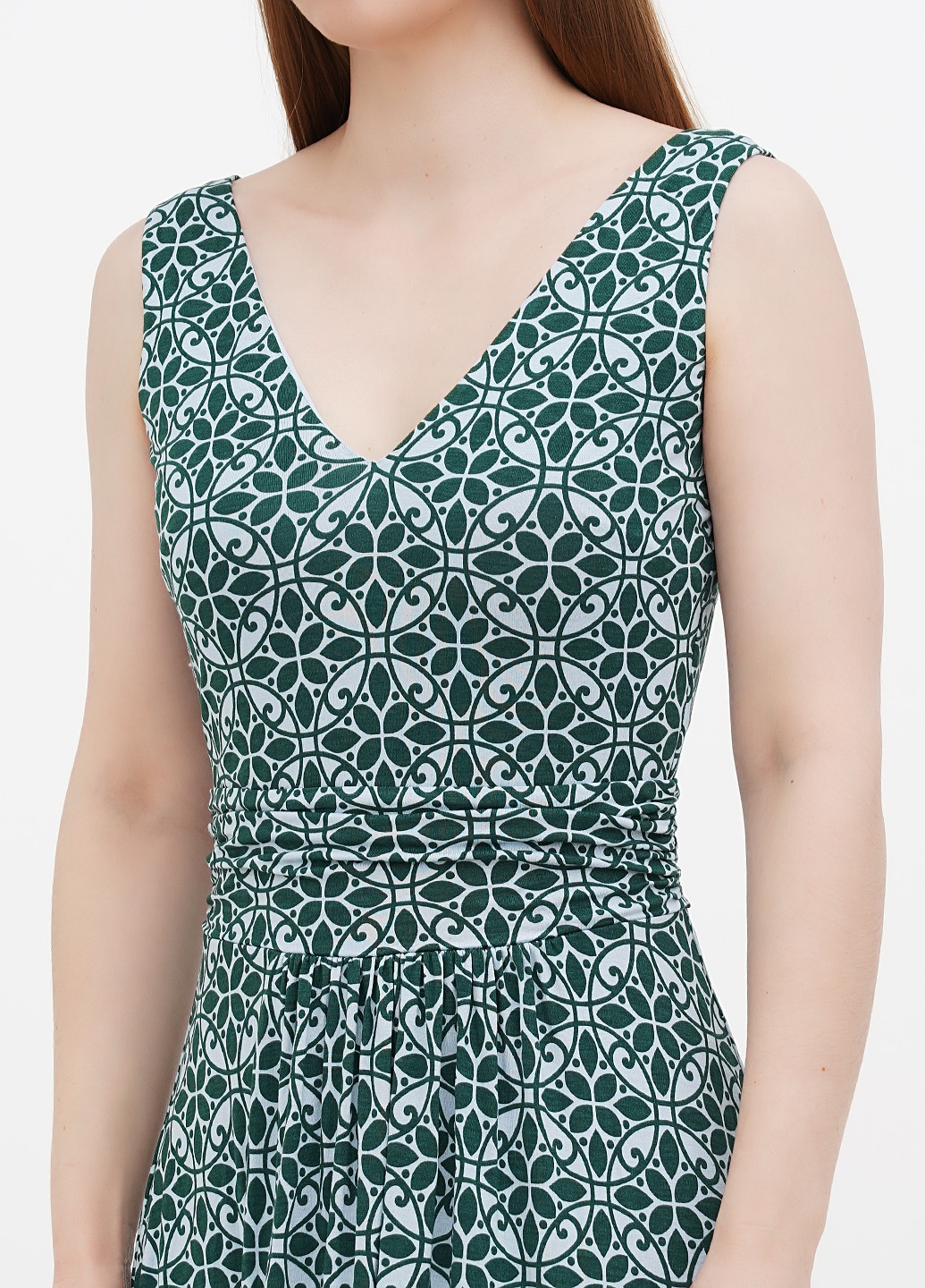 Зеленое кэжуал платье клеш Boden с абстрактным узором