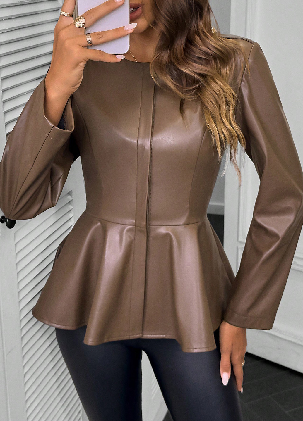 Кофейный женский жакет SHEIN однотонный - демисезонный