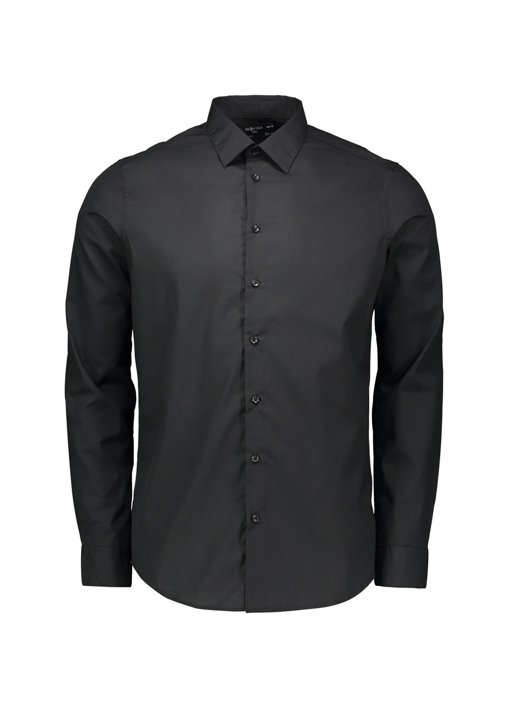 Черная кэжуал рубашка однотонная Piazza Italia с длинным рукавом