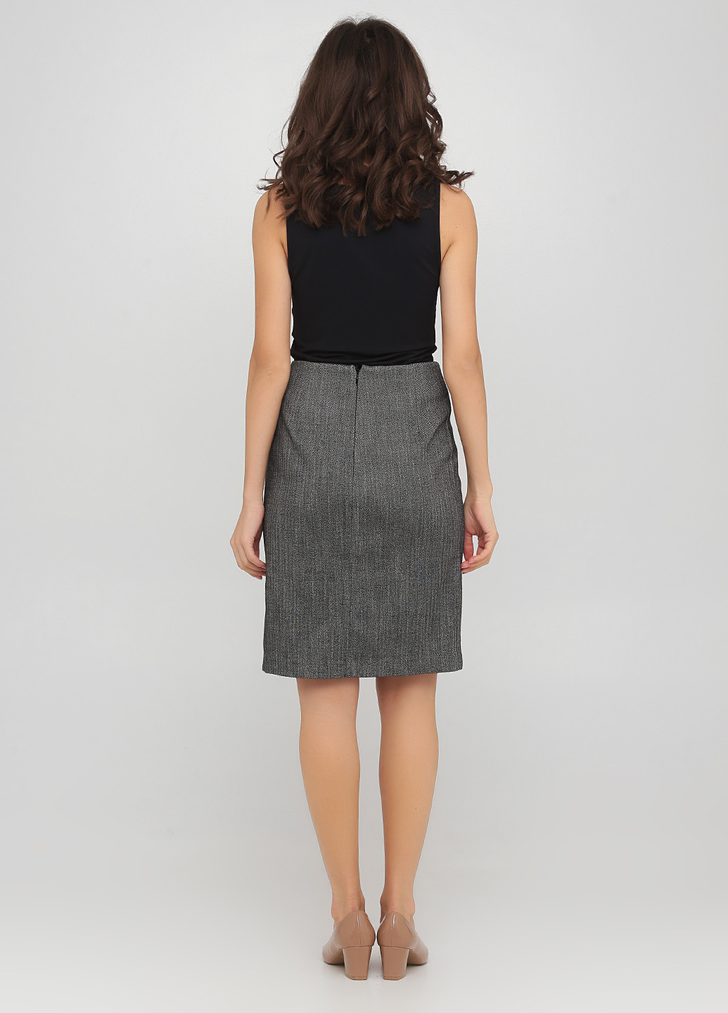 Черно-белая офисная с геометрическим узором юбка H&M карандаш