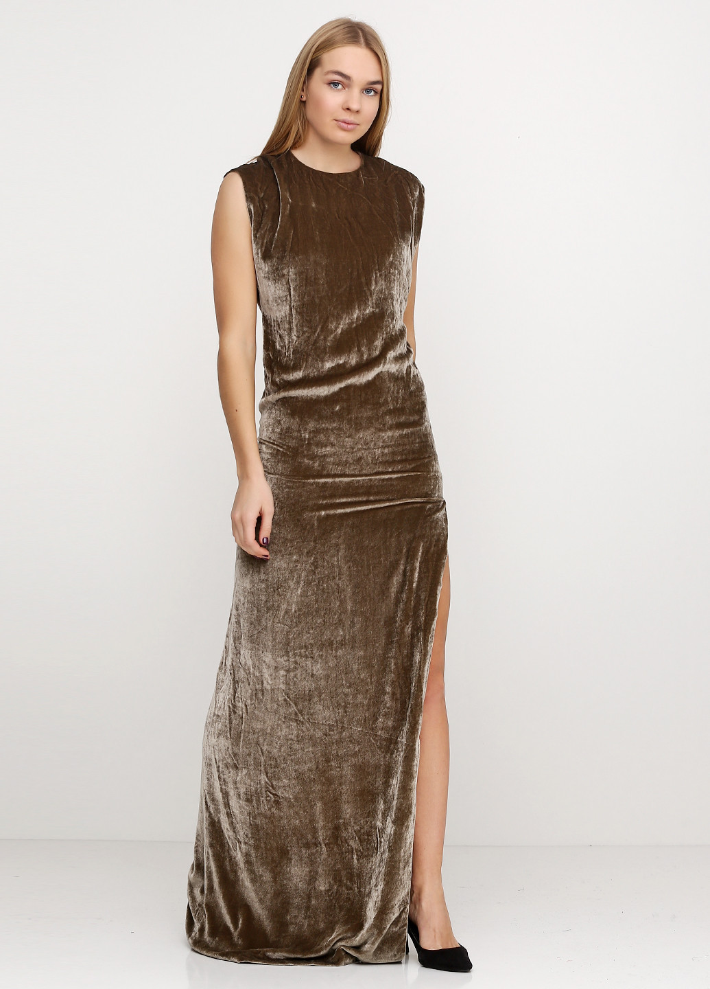 Светло-коричневое вечернее платье Ralph Lauren однотонное