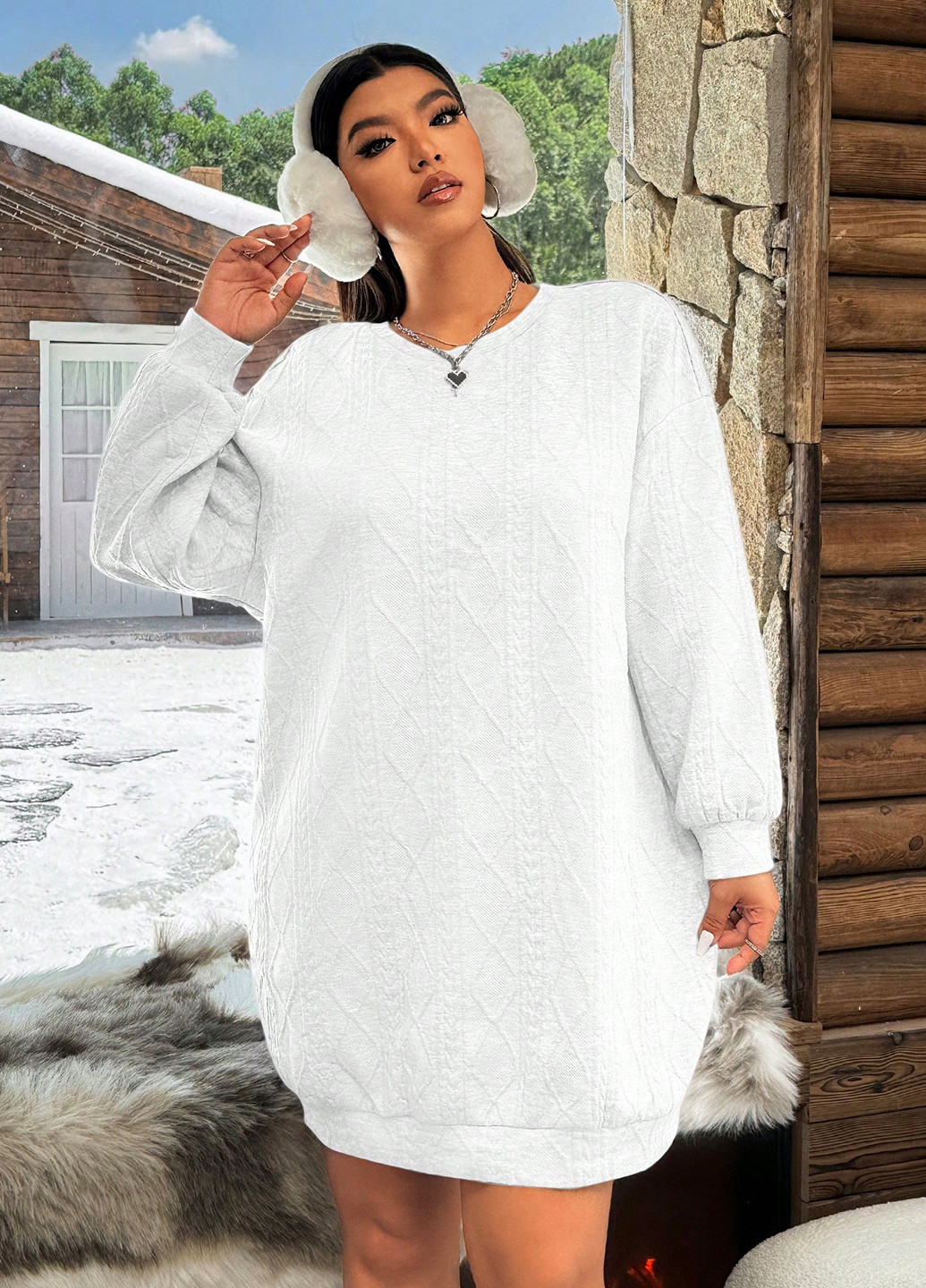 Білий кежуал сукня сукня-світшот, оверсайз SHEIN однотонна