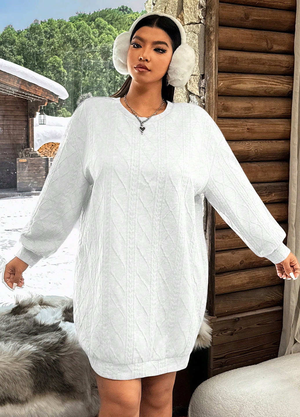 Білий кежуал сукня сукня-світшот, оверсайз SHEIN однотонна