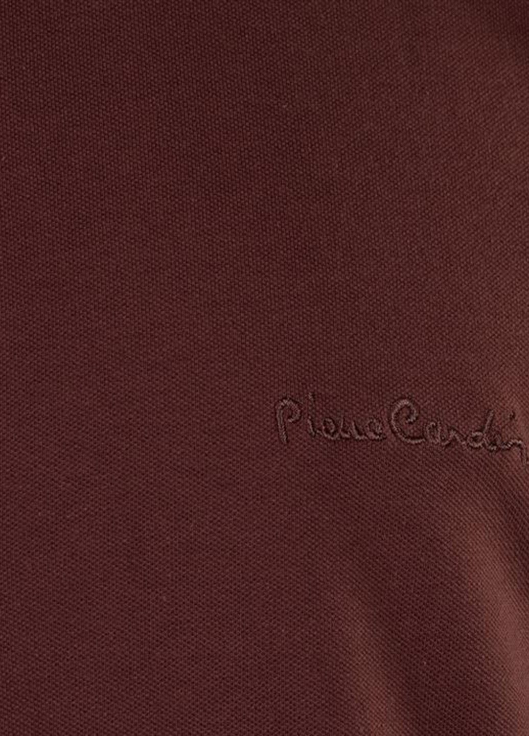 Коричневая кэжуал рубашка однотонная Pierre Cardin с коротким рукавом
