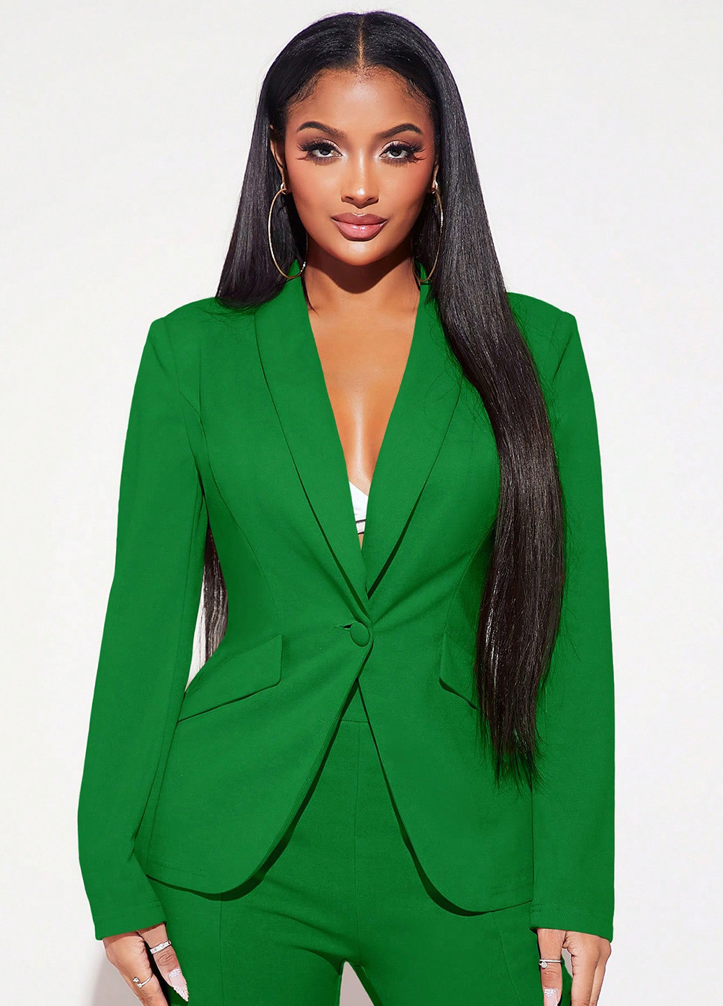 Зеленый женский жакет SHEIN однотонный - демисезонный
