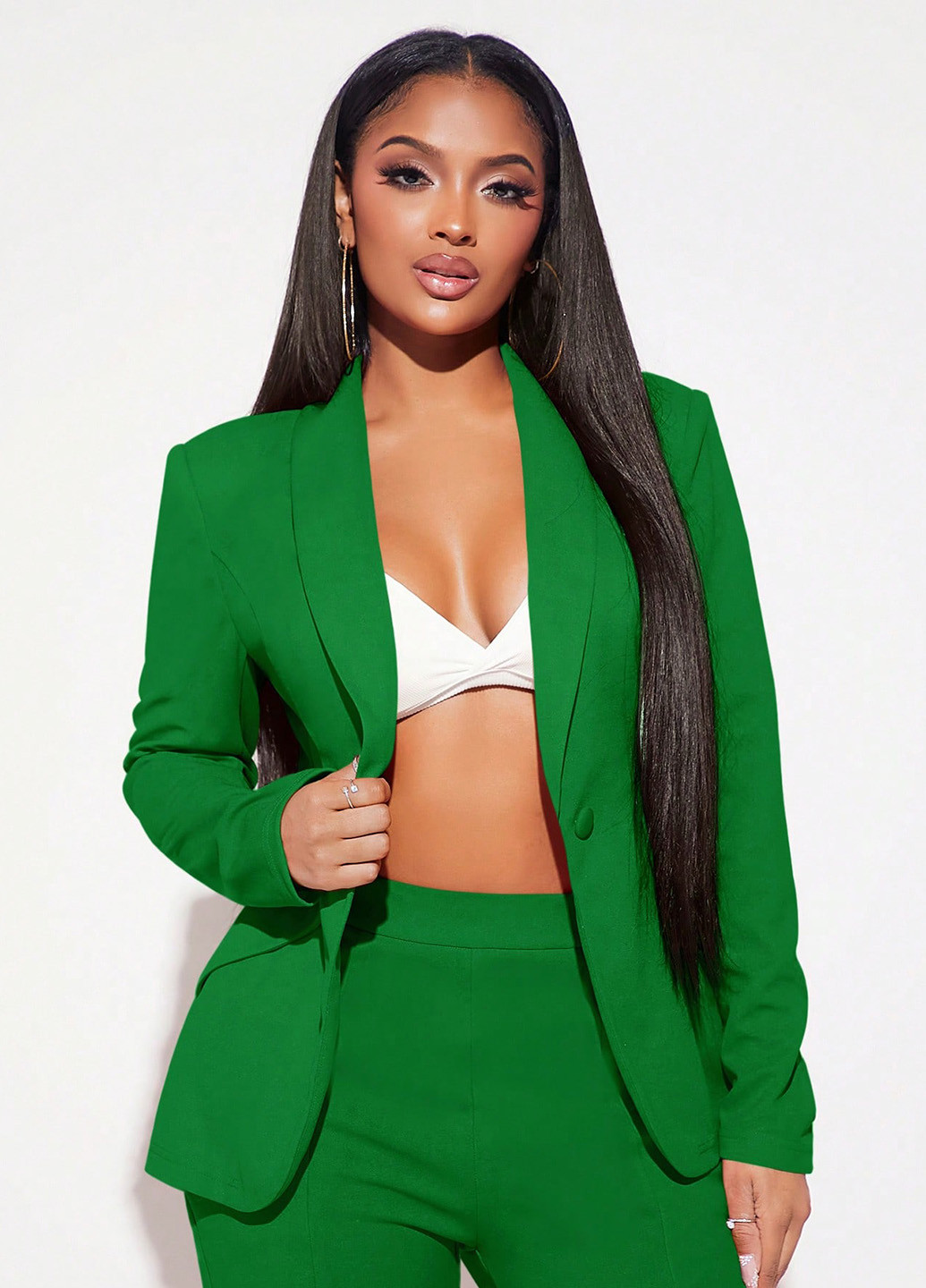 Зеленый женский жакет SHEIN однотонный - демисезонный