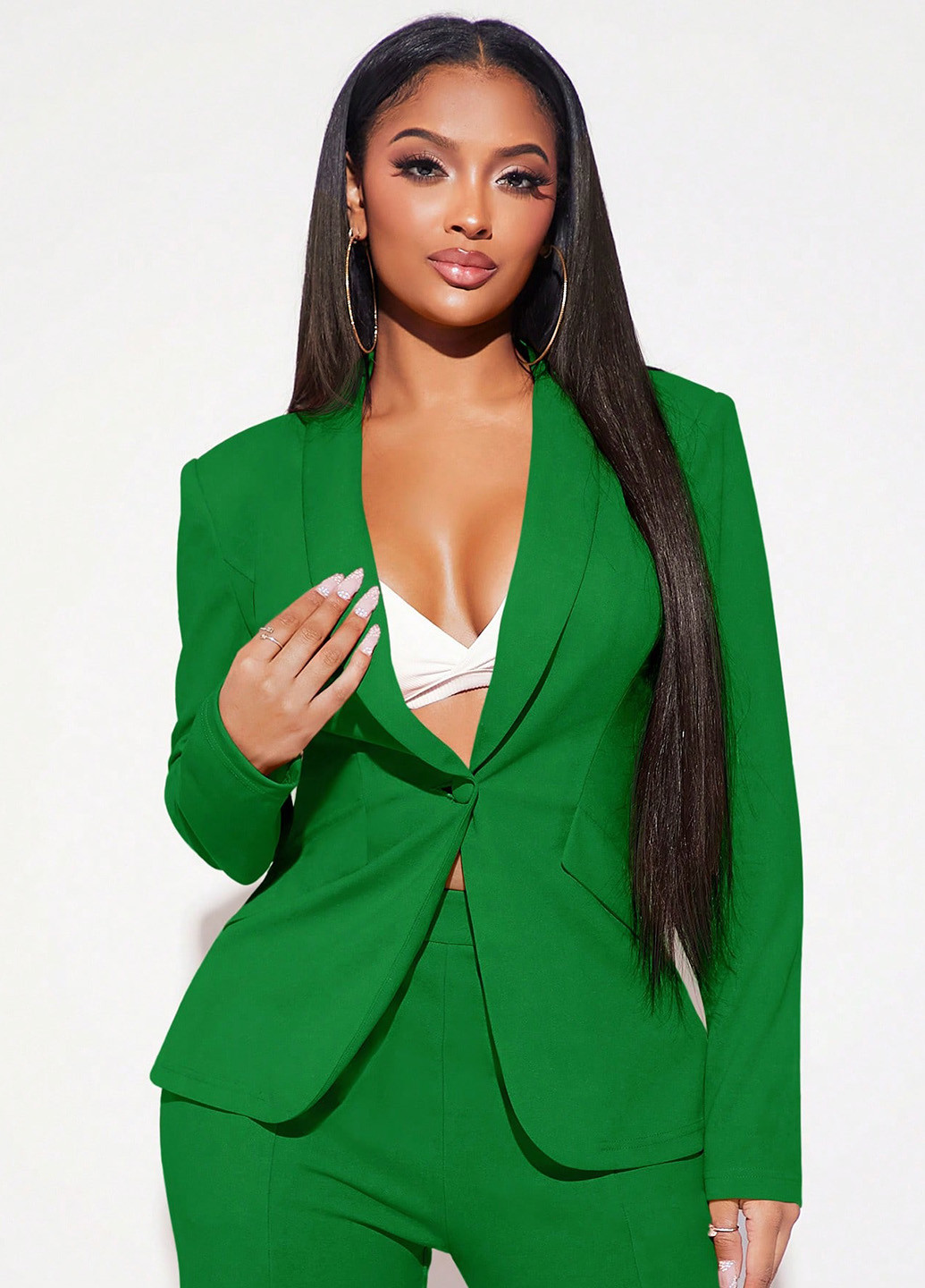 Зеленый женский жакет SHEIN однотонный - демисезонный
