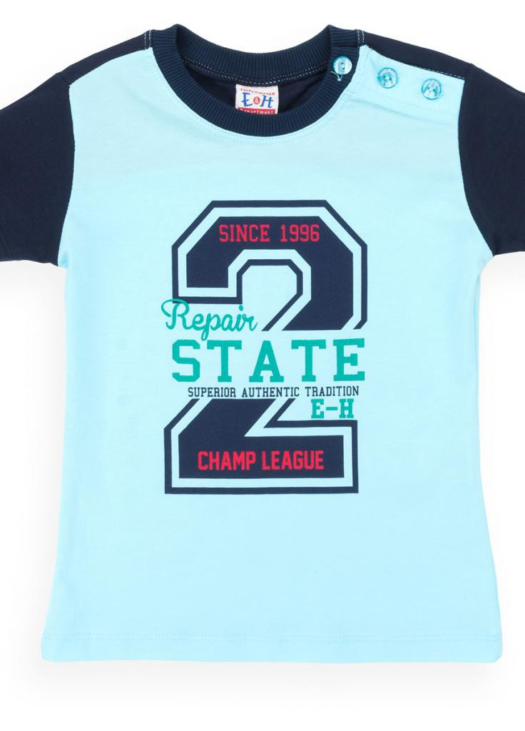 Синий летний костюм десткий футболка с пуговичками с шортами (8922-98b-blue) Breeze