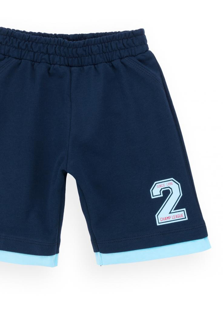 Синий летний костюм десткий футболка с пуговичками с шортами (8922-98b-blue) Breeze