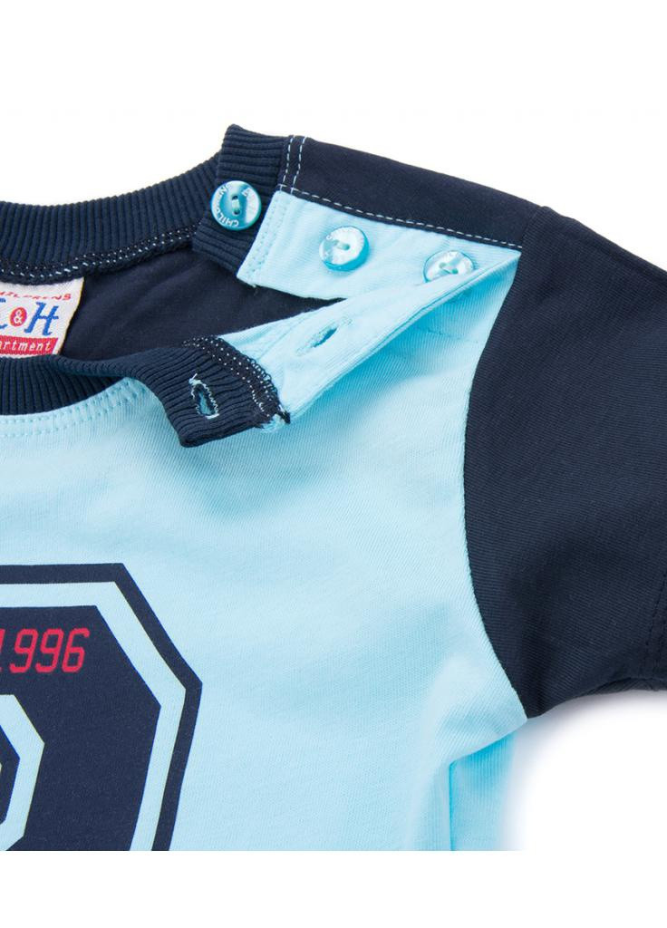 Синий летний костюм десткий футболка с пуговичками с шортами (8922-98b-blue) Breeze