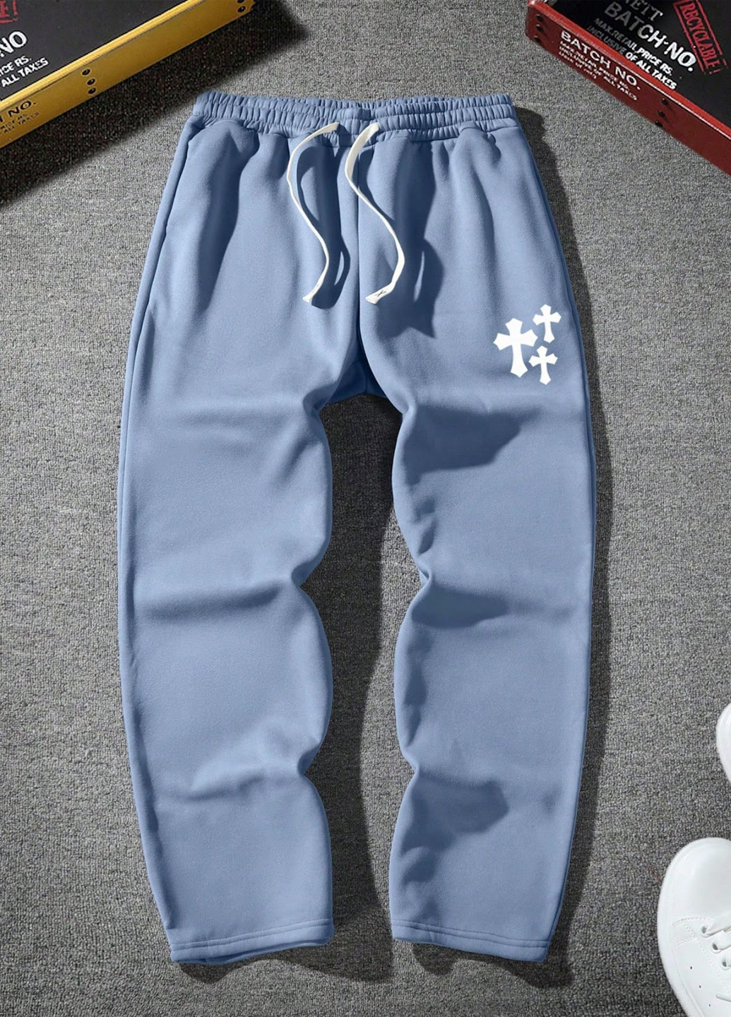 Серо-голубые спортивные демисезонные брюки SHEIN