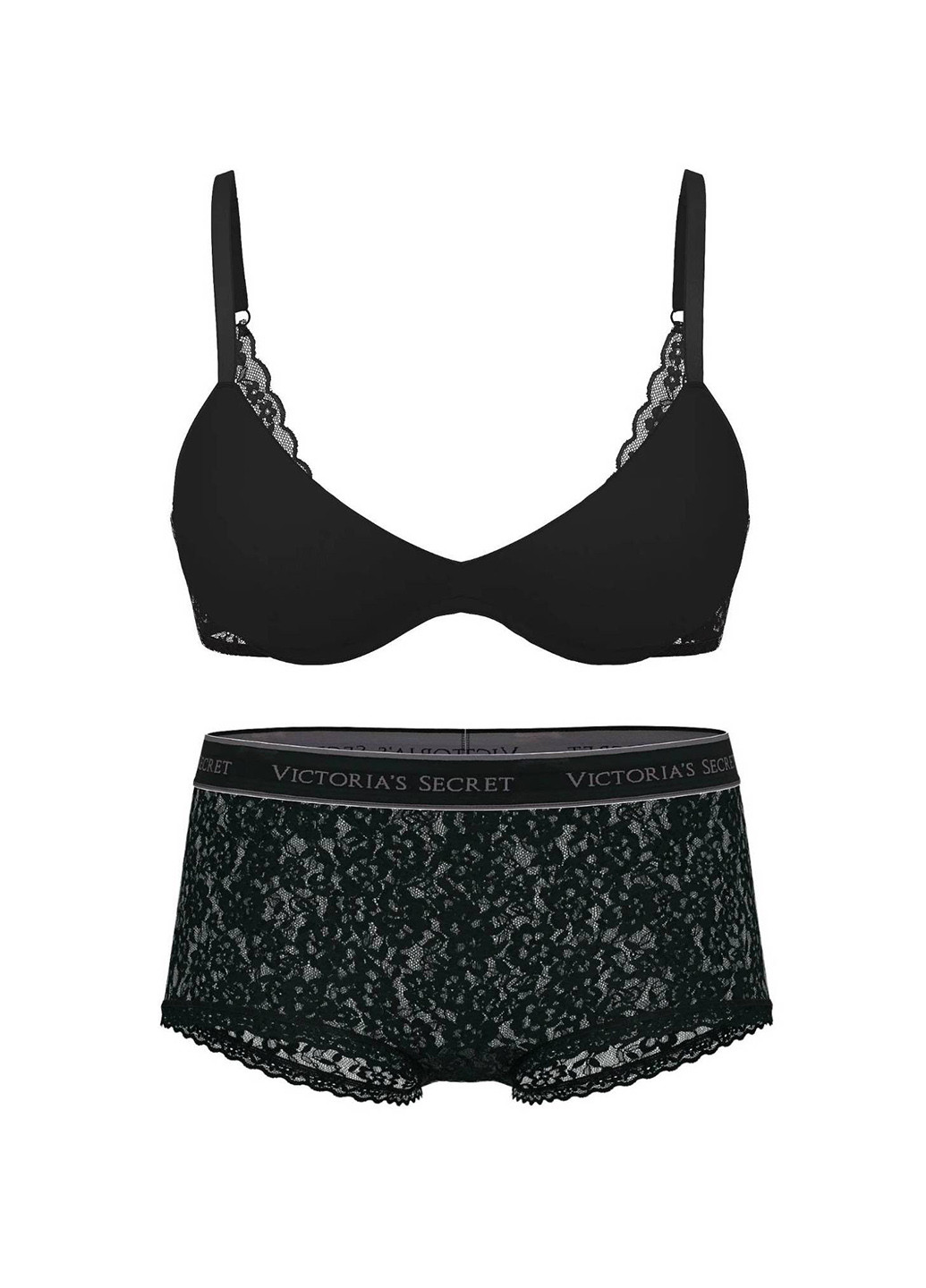 Чорний демісезонний комплект (бюстгальтер, трусики) Victoria's Secret