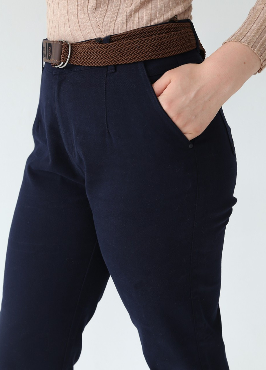 Темно-синие кэжуал демисезонные брюки Estensivo