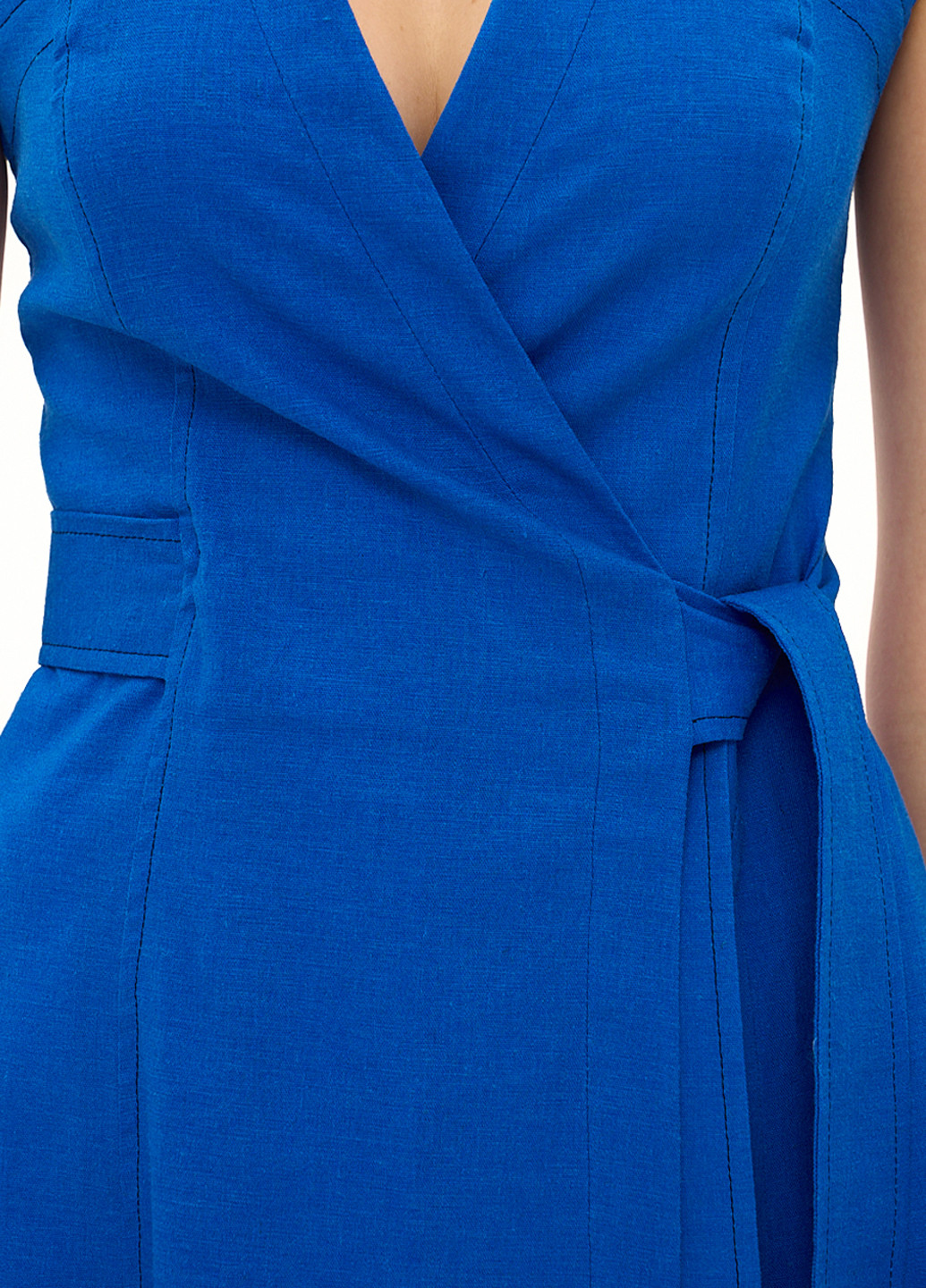 Темно-блакитна кежуал сукня кльош, на запах BGL однотонна