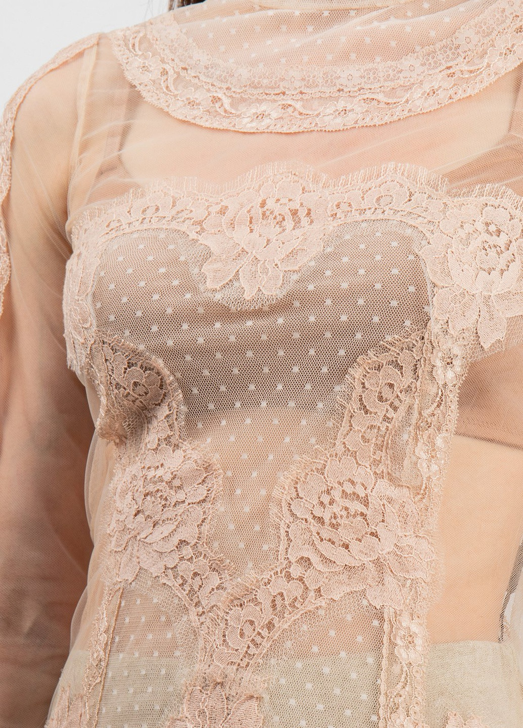 Бежева літня бежева блуза з мереживними вставками Dolce & Gabbana