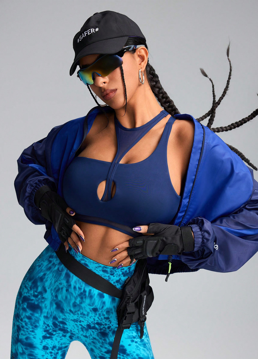 Тёмно-синий топ бюстгальтер SHEIN без косточек полиэстер