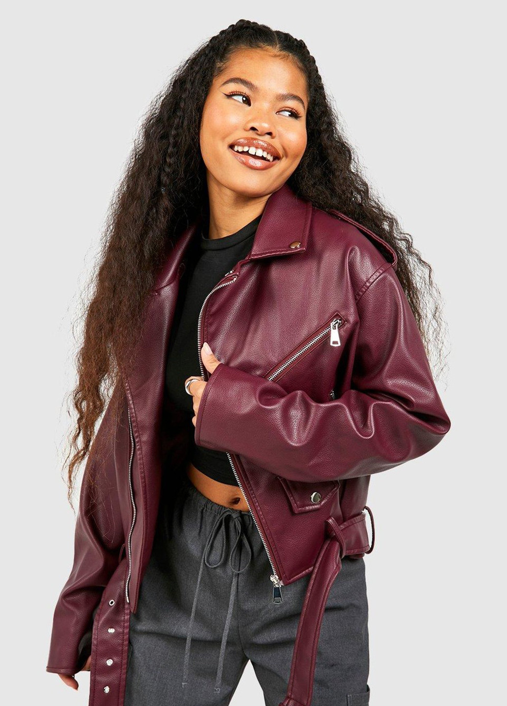 Бордовая демисезонная куртка Boohoo