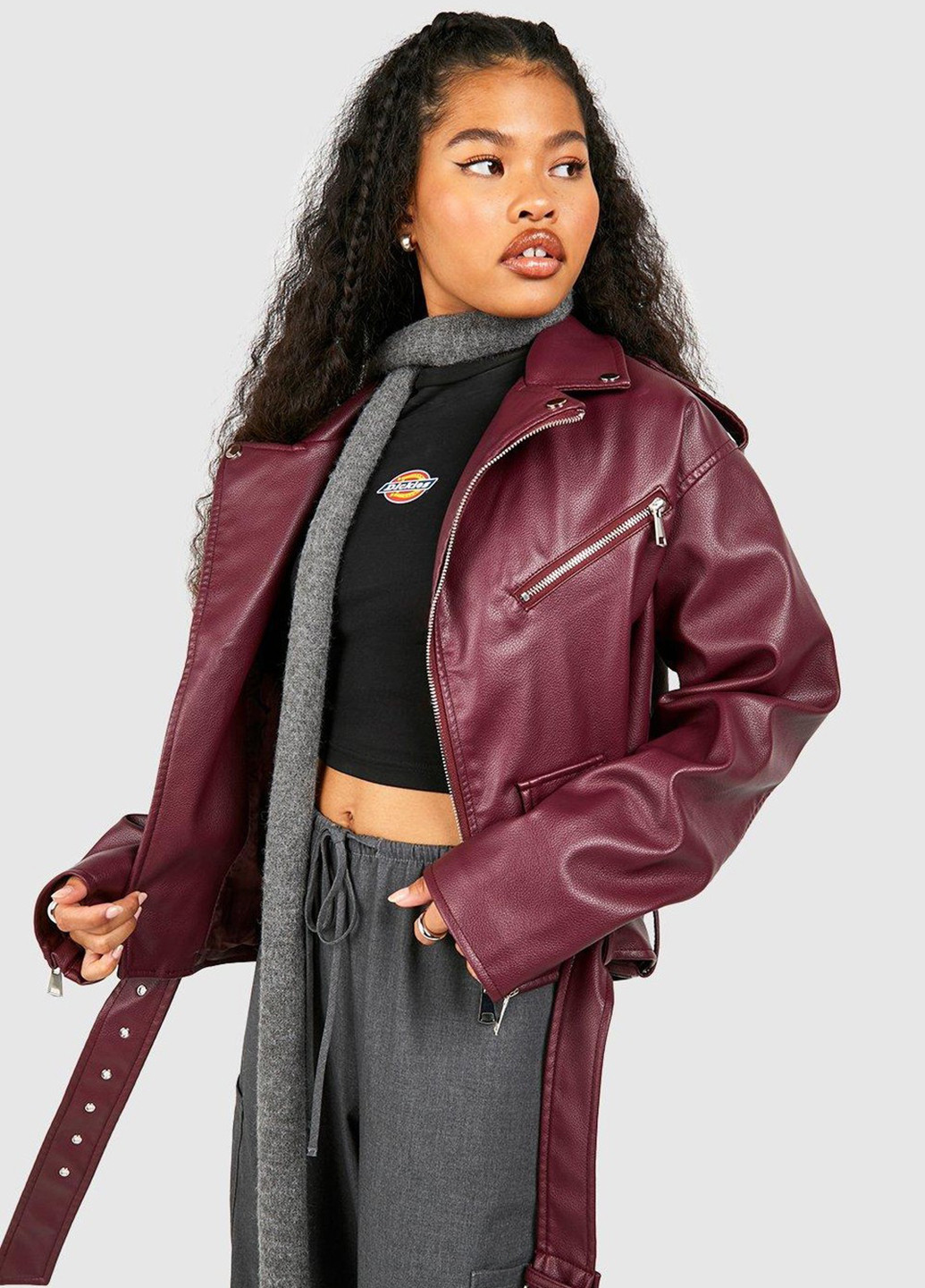 Бордовая демисезонная куртка Boohoo