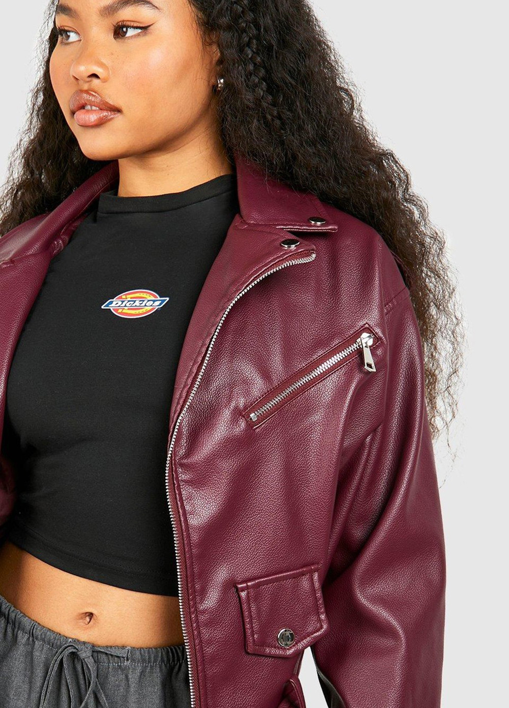 Бордовая демисезонная куртка Boohoo