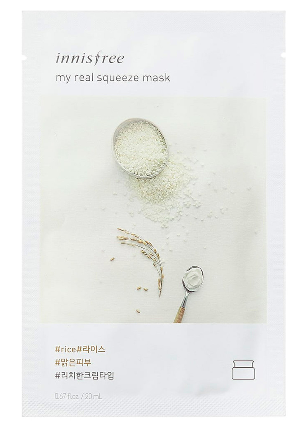 Маска для обличчя My Real Squeeze Mask Rice (1 шт.) INNISFREE (202416045)