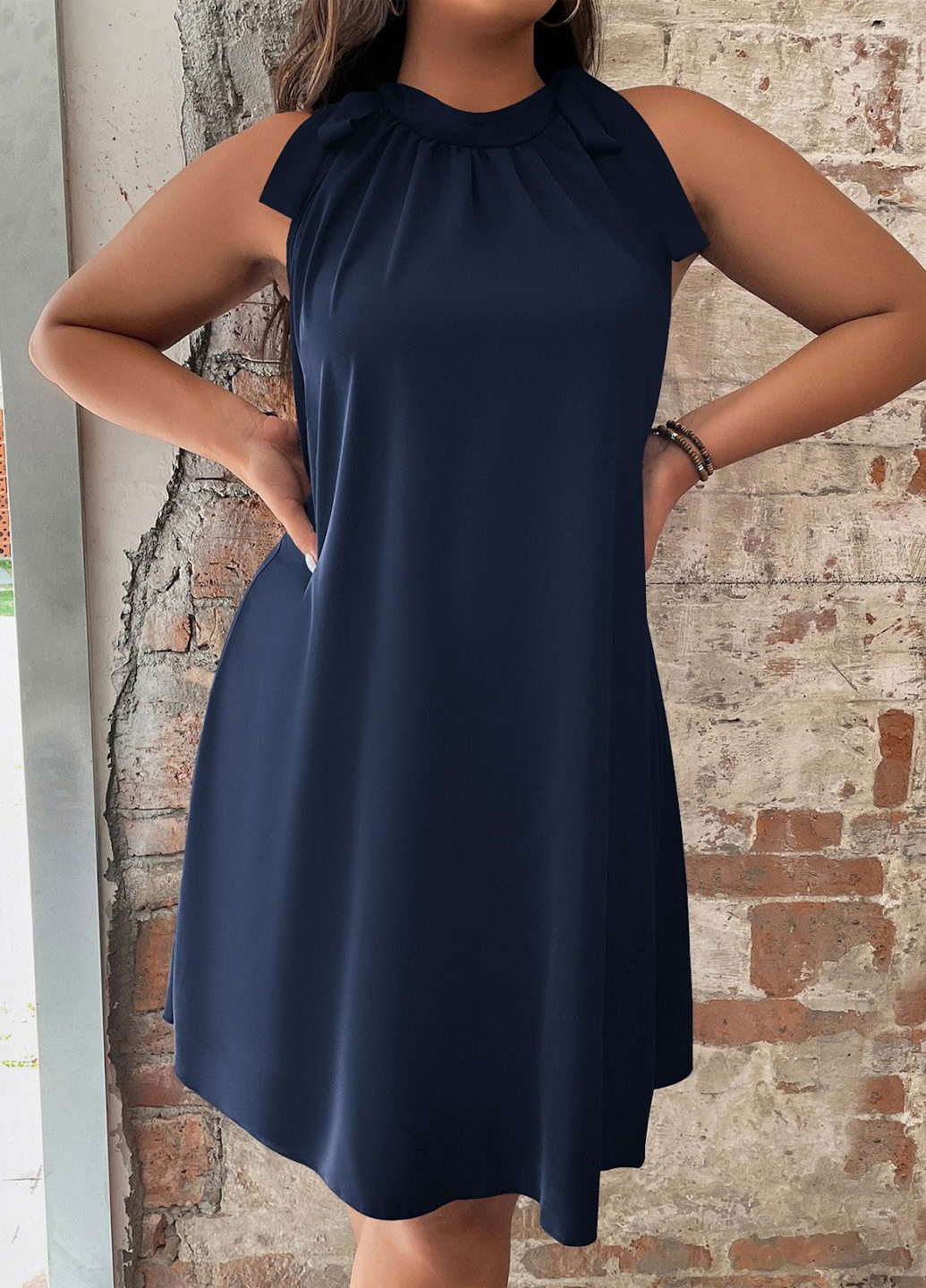 Темно-синя повсякденний сукня а-силует SHEIN однотонна