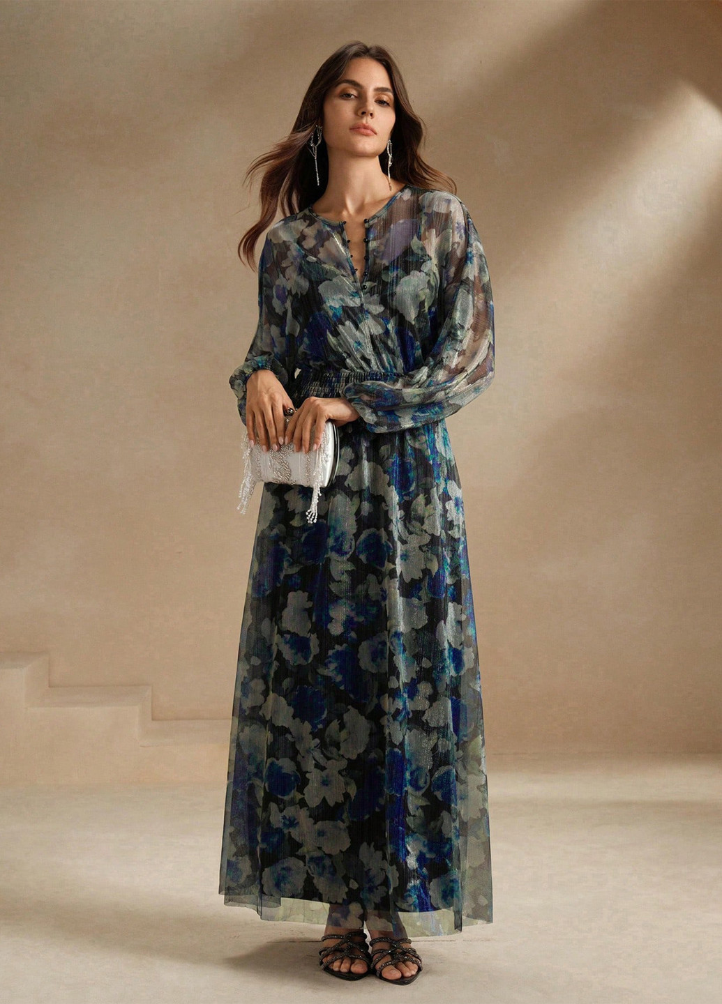 Комбинированное вечернее, кэжуал платье SHEIN с абстрактным узором