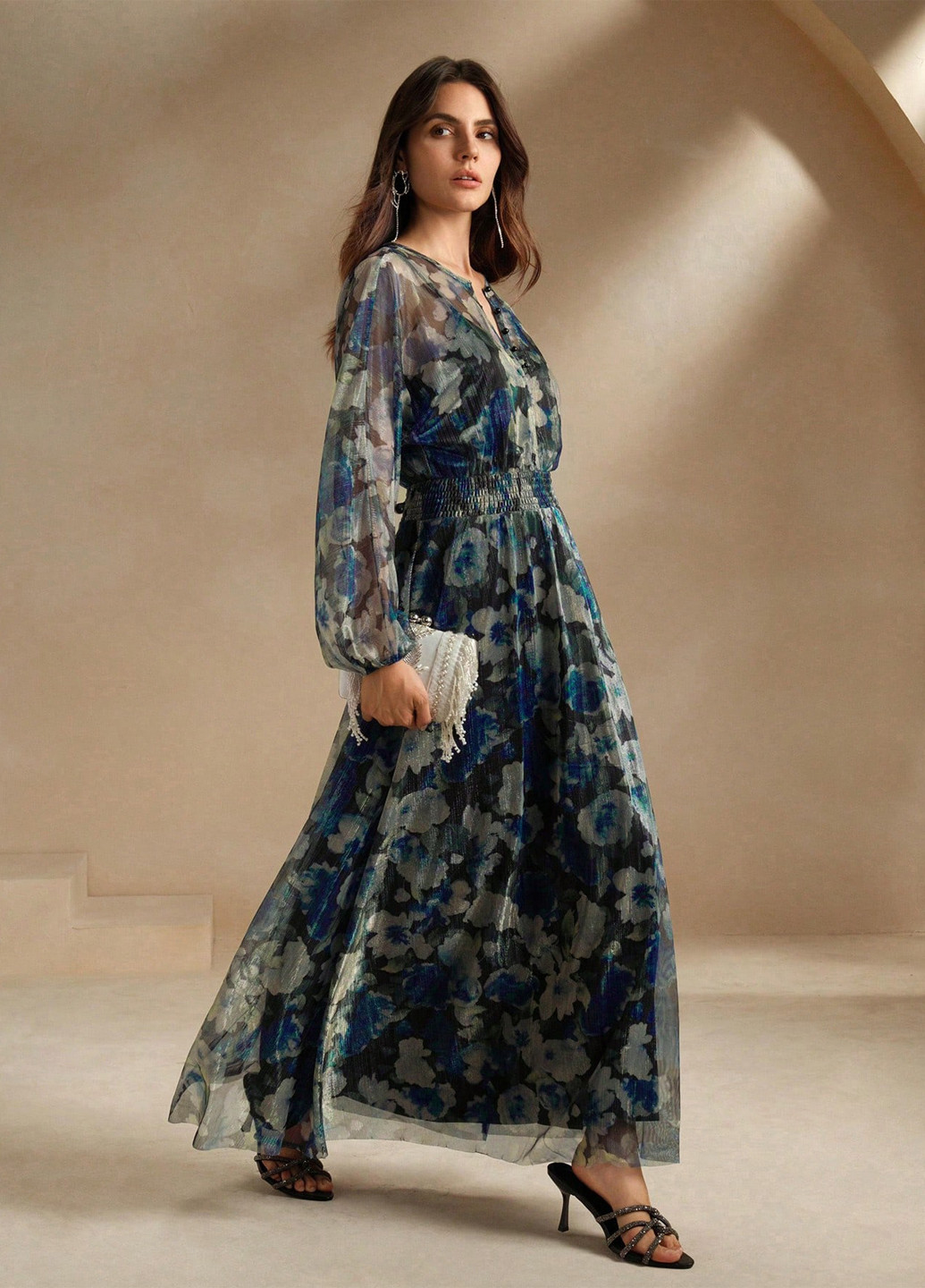 Комбинированное вечернее, кэжуал платье SHEIN с абстрактным узором