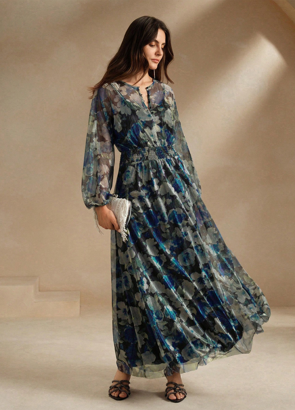 Комбинированное вечернее, кэжуал платье SHEIN с абстрактным узором