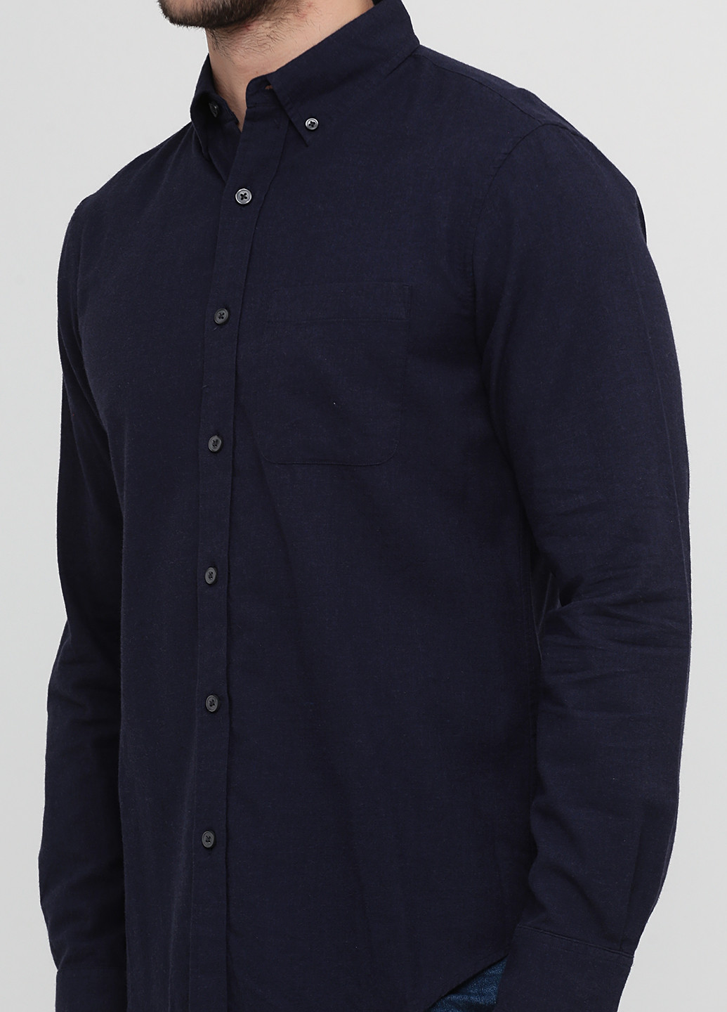 Темно-синяя кэжуал рубашка однотонная Club Monaco
