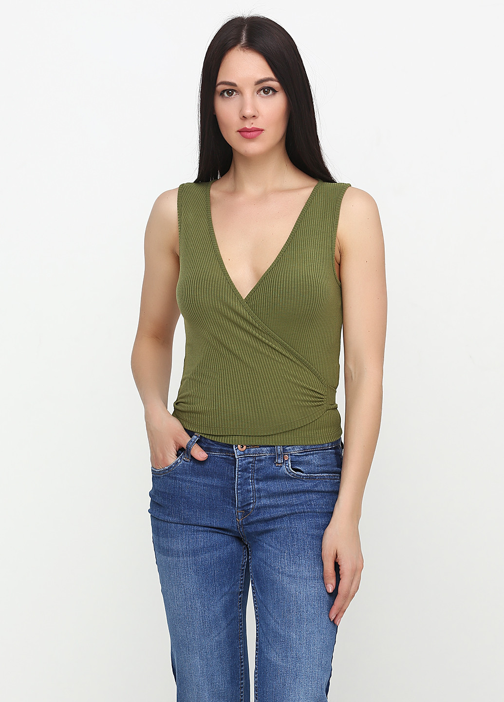 Оливково-зеленая летняя блуза Miss Poem