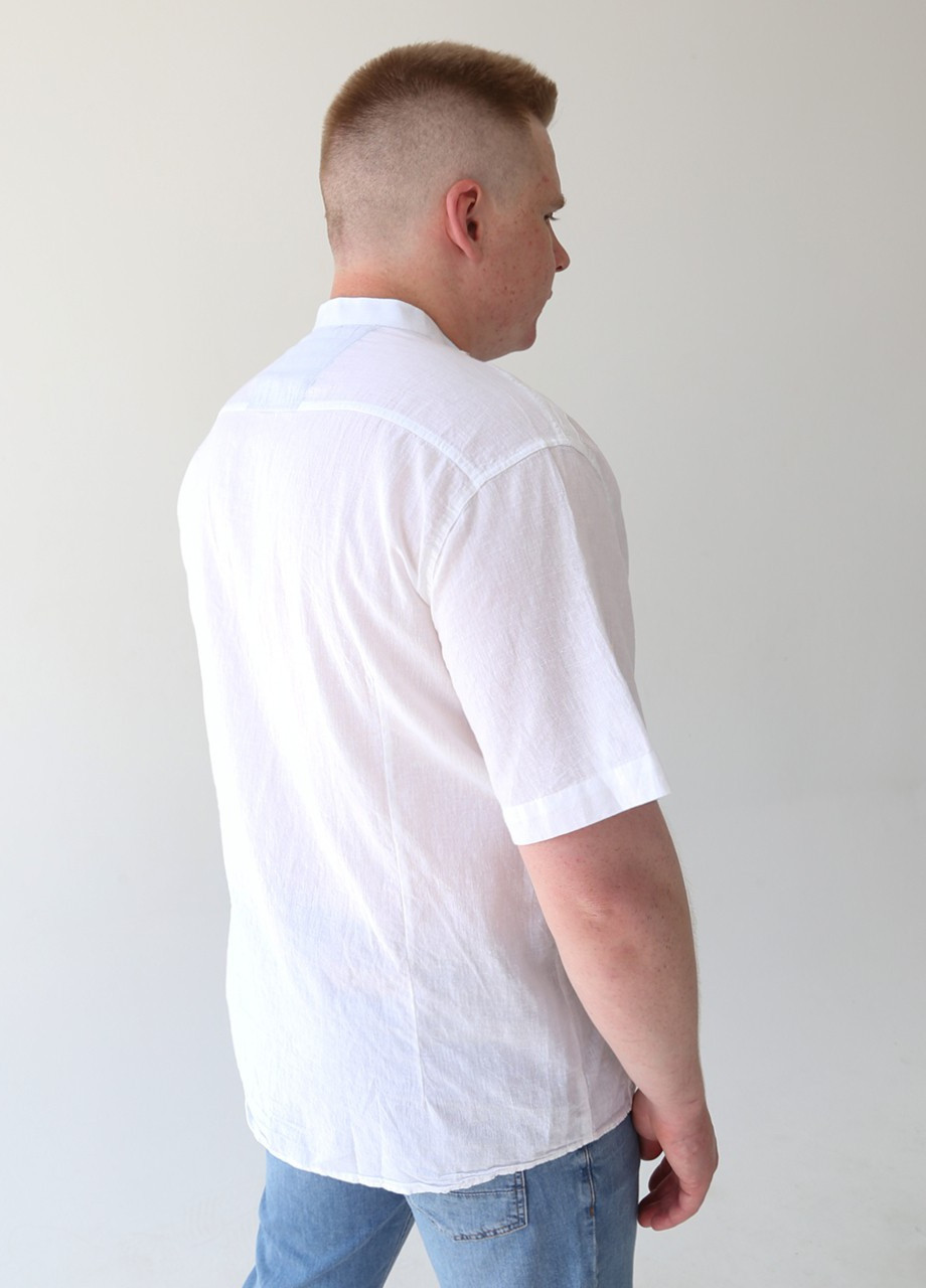 Сорочка чоловіча лляна біла комір стійка великий розмір Jean Piere прямая (253597135)
