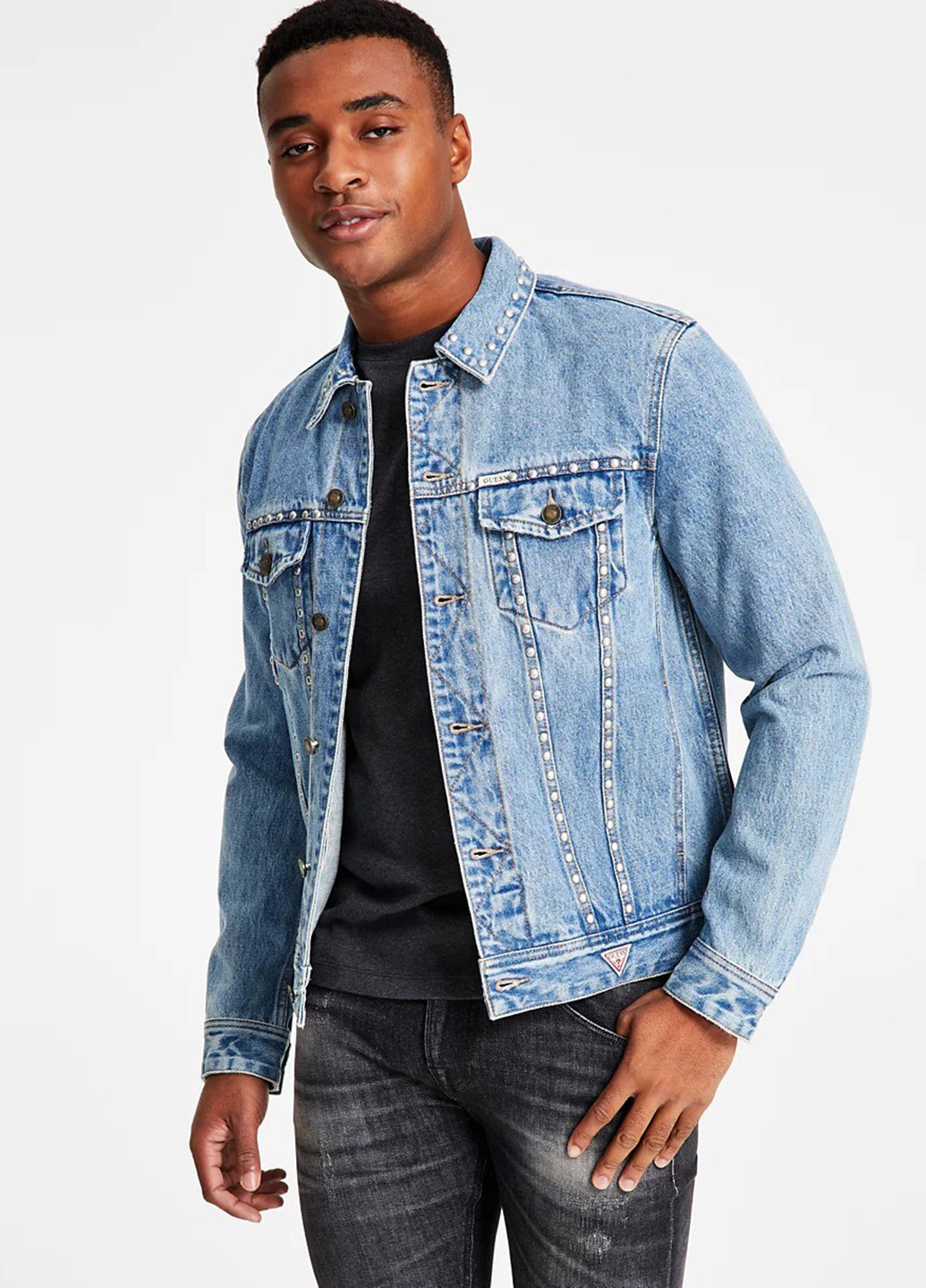 Синяя демисезонная куртка куртка-пиджак Guess