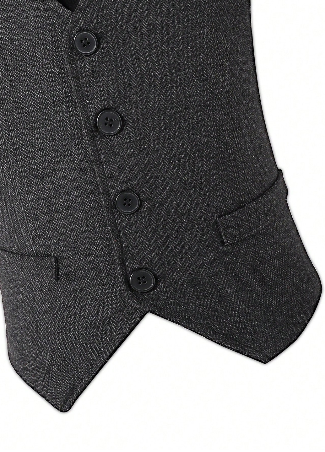 Темно-серый демисезонный костюм (пиджак, жилет, рубашка, брюки) брючный, с рубашкой SHEIN