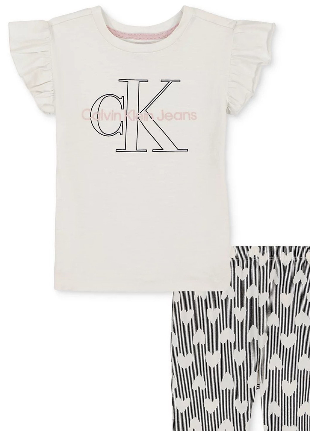 Молочный летний комплект (футболка, леггинсы) Calvin Klein