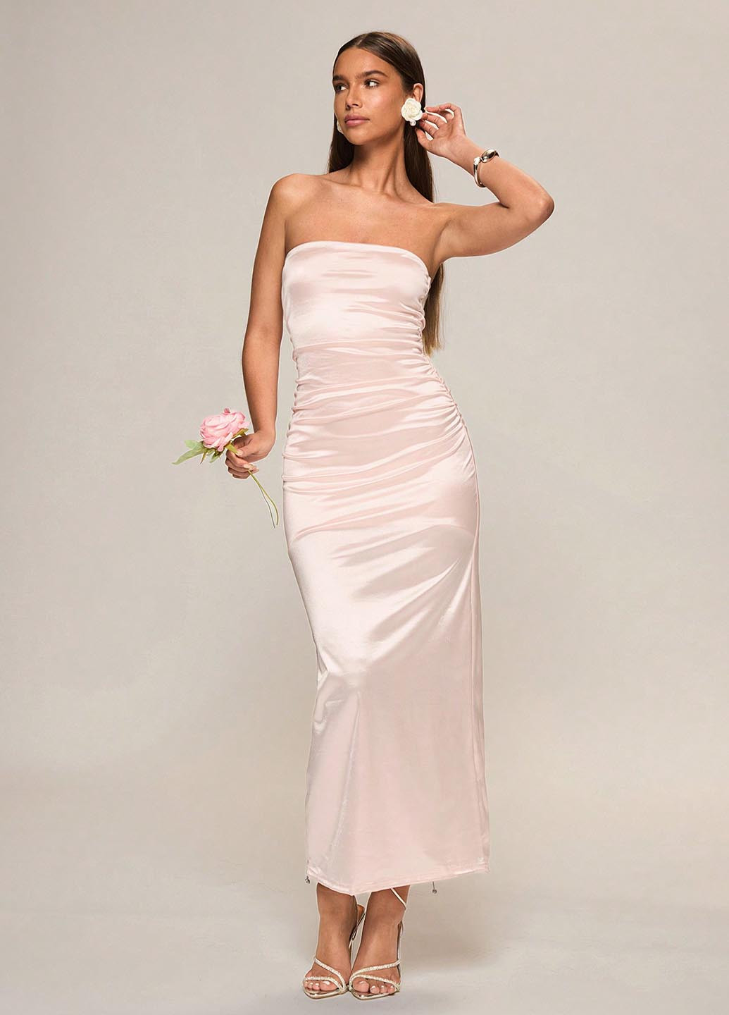 Пудрова святковий, вечірня сукня SHEIN однотонна