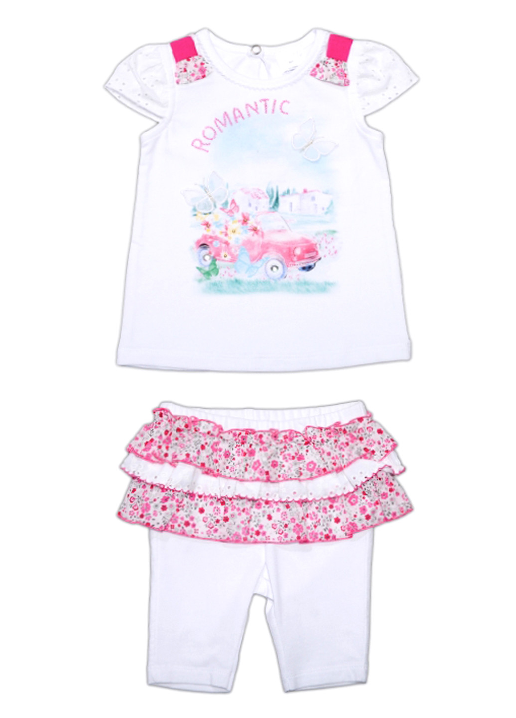 Білий літній комплект (блуза, спідниця-легінси) Garden Baby