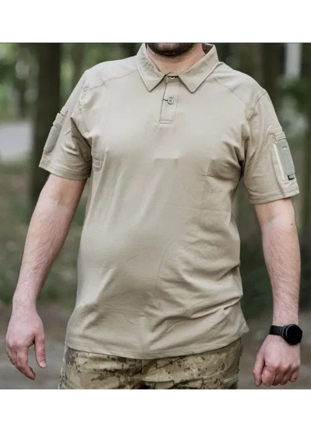 Світло-коричнева футболка чоловіча тактична поло потовідвідна зсу tactical l 50 р 6621 койот Combat