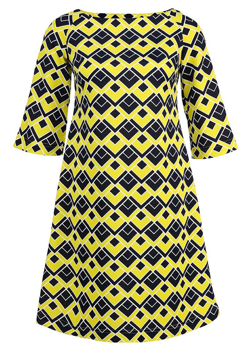 Желтое кэжуал платье Be In с геометрическим узором