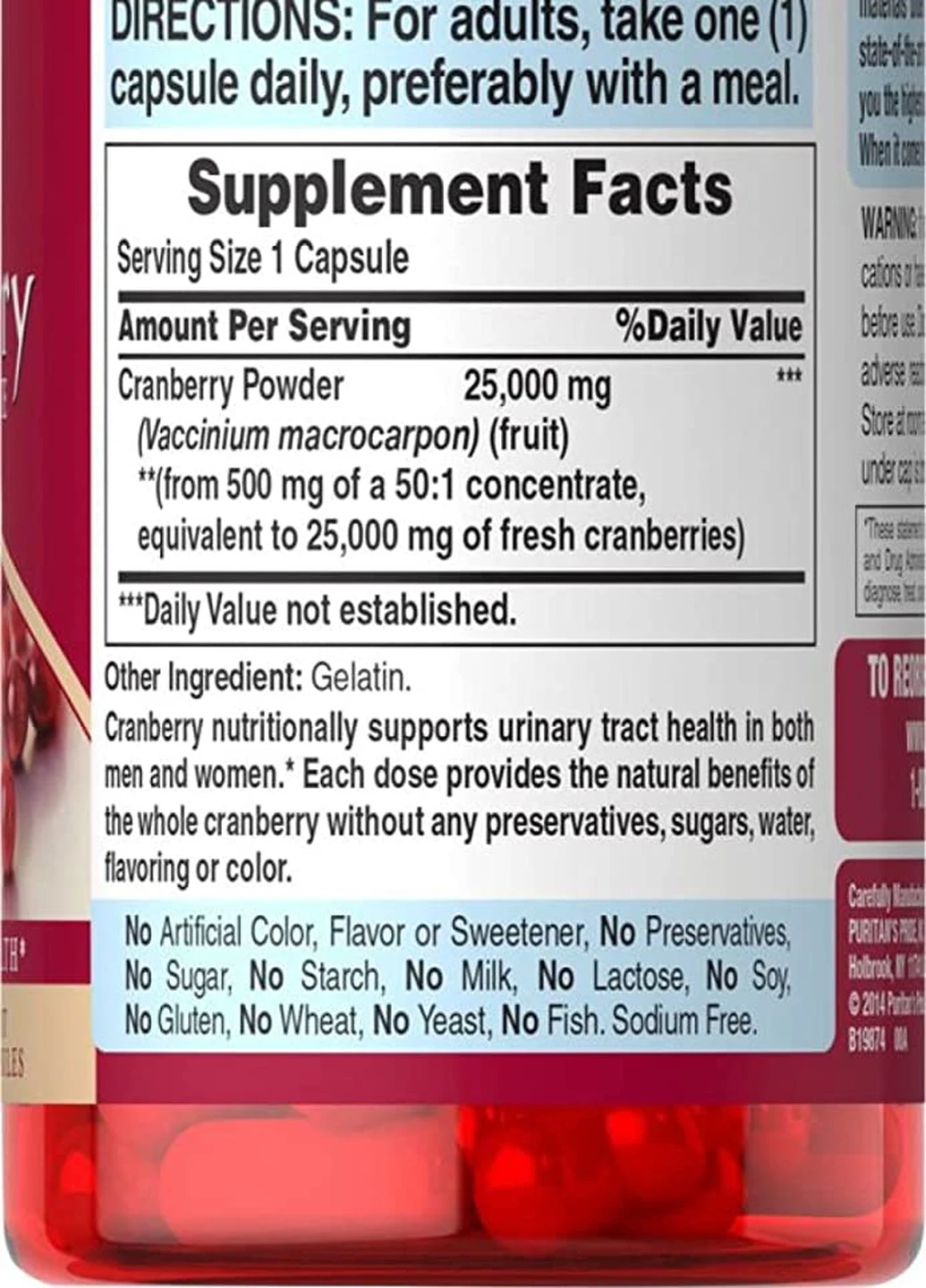 Экстракт клюквы Puritan's Pride One A Day Cranberry 120 Capsules Puritans Pride (255390350)