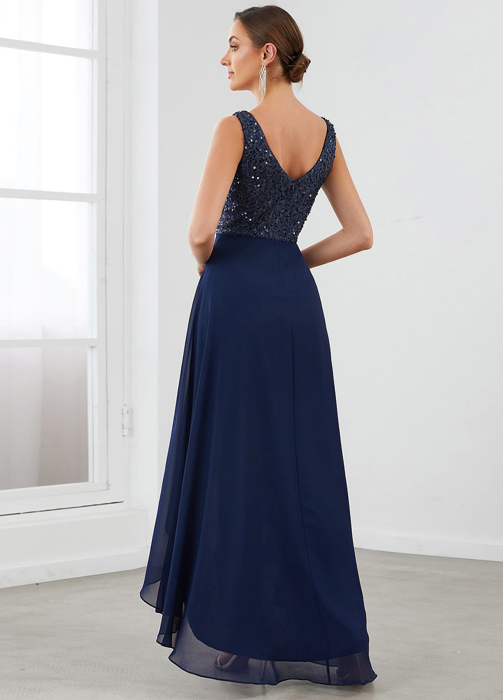 Темно-синя вечірня сукня а-силует SHEIN однотонна