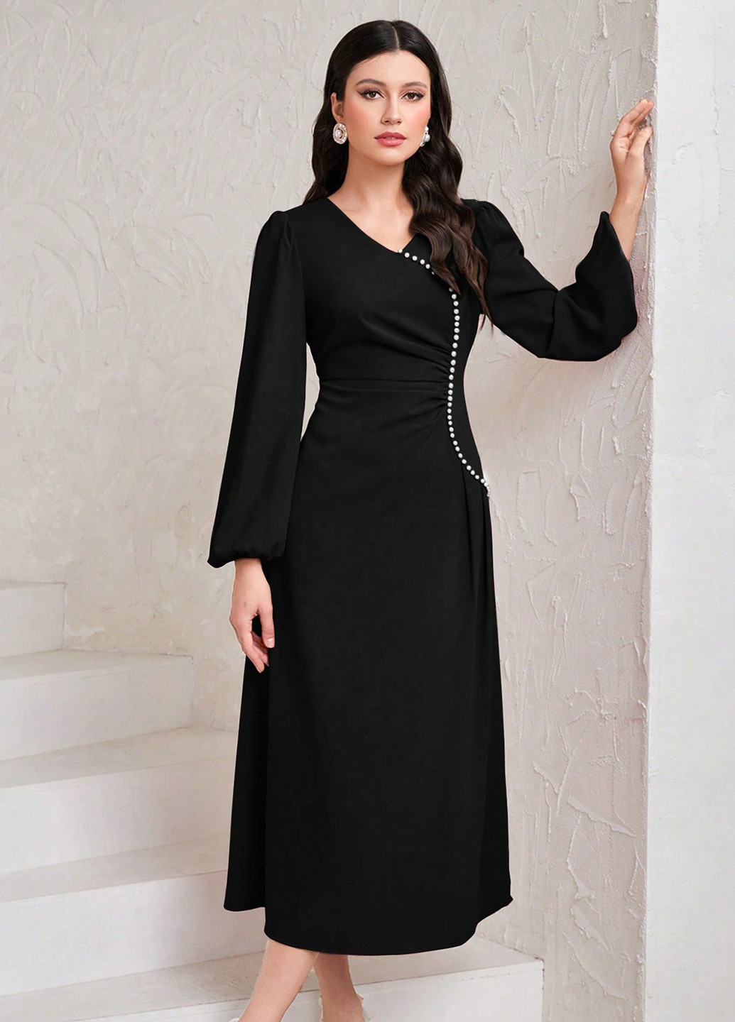 Чорна кежуал сукня кльош SHEIN однотонна